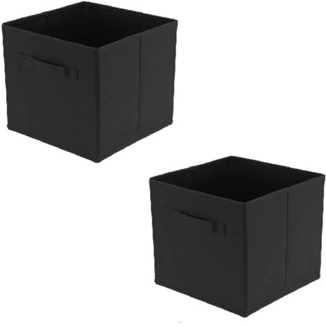 Trintion 2 Pcs Foldable Storage Boxes 27x27x28cm Folding Box Folding Collapsible Organiser For Home And Office(Black) (1/5)