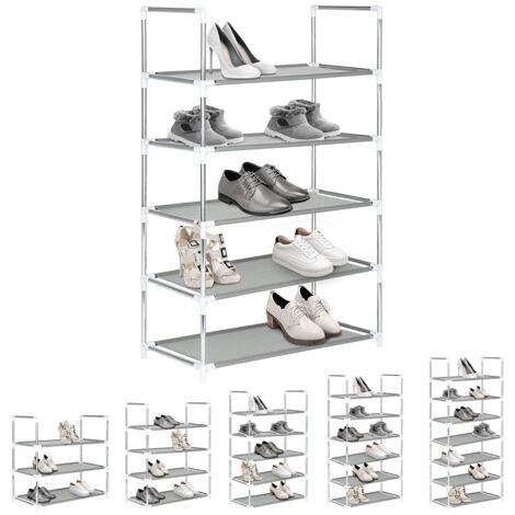 Youyijia 5Tier Shoe Rack Metal Frame Small Shoe Storage Organiser Non-Woven Fabric Layer Space-Saving and Versatile Stackable Shoe Shelf for Closet Entryway Hallway (1/5)