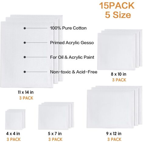 thumbnail image 2 of 3-Pack 35cm X 25cm Blank Canvas Boards - Triple Primed For Acrylic & Oil Painting By QUICKDRAW Arts 2 of 5