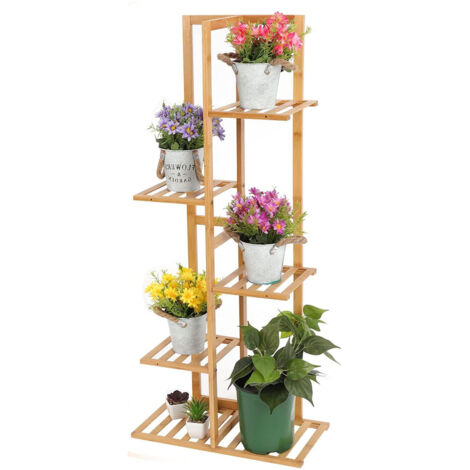 Youyijia Plant Stand Corner Indoor, Wooden Flower Pot Holder 5 Tiers 6 Potted, Multiple Storage Stand Unit Tall Display Rack Shelf Plant Holder for Outdoor Garden Patio Office Balcony (1/5)