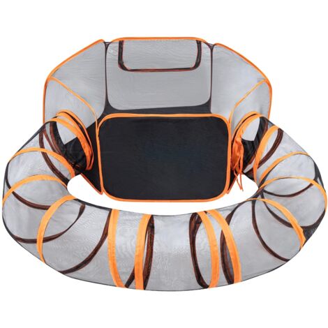 Holdfiturn Pet Tunnel Cat with Tent,Cat Enclosure Tunnel Protable,Foldable Small Outdoor Animal Playpen,Dog Playpens Indoors for Hamster, Guinea Pig, Rabbit (2 in 1)