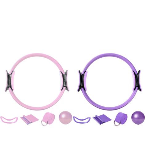 Youyijia 5-Piece Pilates Ring Set with Yoga Ball & Resistance Bands Premium Home Gym Equipment for Full-Body Toning Stretching & Strength Training (Purple) (1/5)