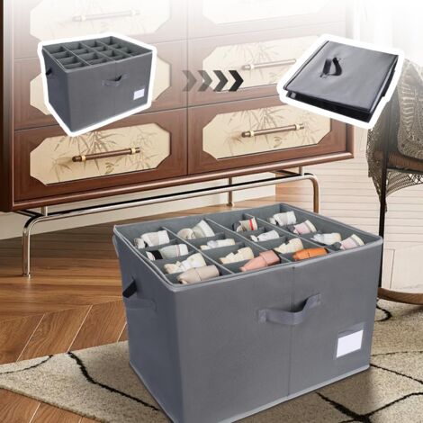 Youyijia Shoe Storage Box for Closet Foldable Shoe Storage Organiser Containers with Clear Lid and Reinforced Handles  Fits 16-Pair Slippers Space-Saving Shoe Organiser Bin for Closet (Gery)