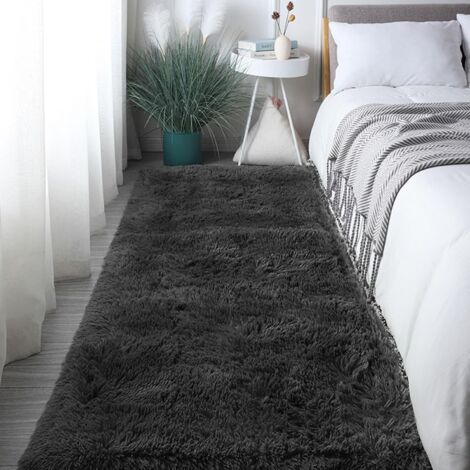 Supernic Fluffy Area Rug Homeware Rugs Living Room Anti Slip Super Soft Thick Pile Fluffy Shaggy Rug Non Shedding (80x300cm Black) (1/5)