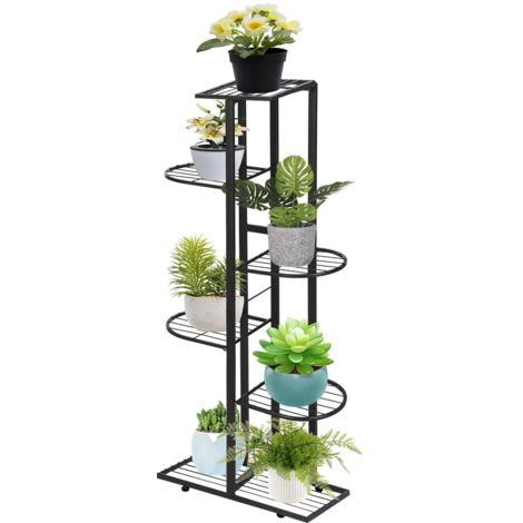 Trintion 6-Tier Vintage Metal Plant Stand, Indoor/Outdoor Flower Pot Stand with Rust-Resistant Coating, Space-Saving Decorative Plant Shelf for Home, Garden, or Balcony(Black) (1/5)