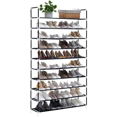 Youyijia Tall Shoe Rack, 10 Tier Shoe Storage, 98x27x177cm, Holds 50 Pairs, Large Black Organiser For Home, Living Room, Bedroom (1/5)