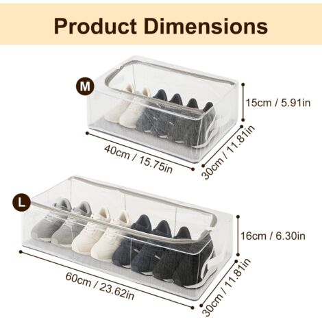 Youyijia Under Bed Shoe Storage Organizer Foldable Shoe Box Clear Shoe Storage Organizer Space-Saving Shoe Rack Removable Window Breathable Shoe Organizer Shoe Storage Solution (M)