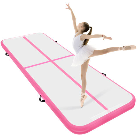 Youyijia 10-foot Tumbling Gymnastics Mat Air Tumbling Track Fitness Mat Suitable for Gymnastics, Yoga, Kickboxing, and Hip-hop Training (Pink, With pump)