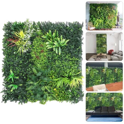 Trintion Artificial Hedge Plant Panels 100 x 100cm Grass Plant Wall Panels Green Privacy Living Wall Fence Screening Home Garden Spring Leaf Backdrop for Indoor Outdoor UV Stable Decoration Type B