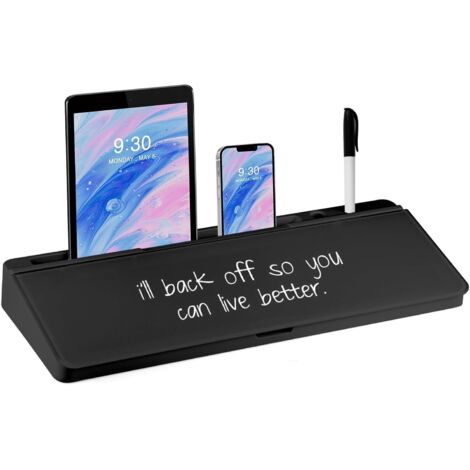 Youyijia Glass Desktop Whiteboard with Storage Organizer Dry Erase Desk Buddy with Smooth Writing Surface Keyboard Stand Memo Board for Home Office Accessories & Supplies (Black)