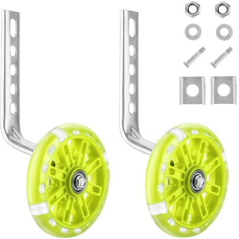 Youyijia 2PCS Bicycle Training Flash Wheels Bike Steel Frame Children's Bike Stabilizers Support Wheels Heavy Duty for 12 14 16 18 20 Inch Kids Riding Safety Equipment Yellow (1/5)