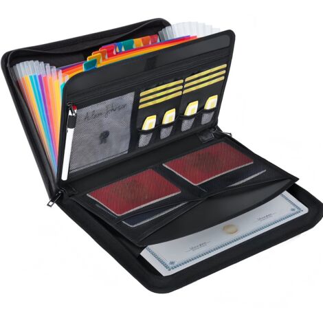 LN COZY CORNER Fireproof Document Organiser with Zipper & Labels  Portable Folder File Box for Paperwork Storage, Certificates & Receipts  Waterproof Filing Bag for Home & Office(Multicolor) (1/5)