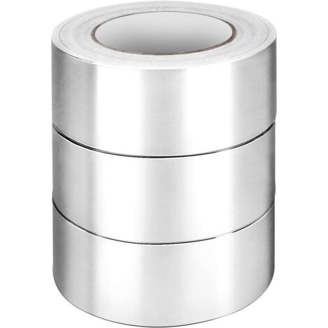 Trintion 3 Roll Aluminium Foil Tape, 48mm (2") x 50m, Duct Tape, Adhesive Insulation Tape, Waterproof Heat-Resistant Foiled Tape for Insulating, HVAC Repair, Sealing Ducts (1/5)
