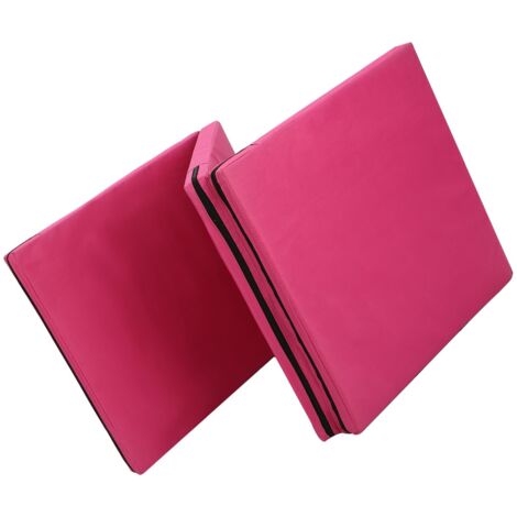 Trintion Tri-Fold 1.5" Thick Folding Gymnastics Exercise Mat Non Slip Soft Foam Yoga Mat with Carry Strap Handles for Tumbling Camping Pilates Home Training Floor Workout Aerobics 180x60x4CM (Pink)