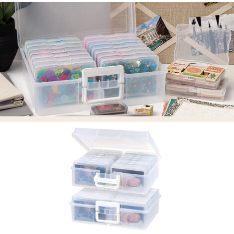 M.J COMFY-LIFE Photo Storage Box 4" x 6" - 16 Inner Craft Storage Photo Cases Clear Plastic Organizer for Pictures Crafts and Seeds (1/5)