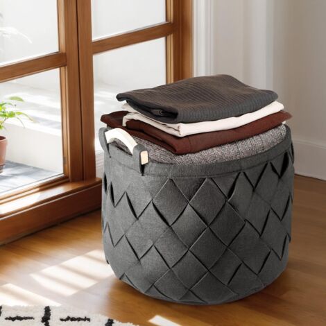 Felt Storage Basket with Handles Collapsible Laundry Basket Fireplace Carry Tote Bag Felt Firewood Storage Bag for Toys, Clothes Towels Ideal for Bedroom, Bathroom, Dorm Decor (1PC, M) (1/5)