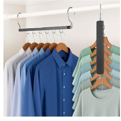 Youyijia 4 Pack Space Saving Hangers Wardrobe Organiser with 360° Swivel Hook (Hangers Not Included) (Black)