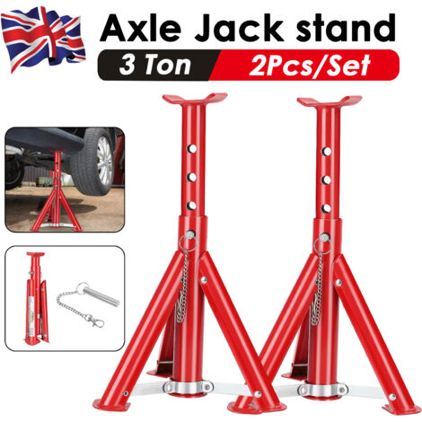 Trintion 2Pcs Heavy-Duty Folding Axle Jack Stands 3 Tons Steel Floor Support Stands for Vehicle Maintenance and Repairs (1/5)