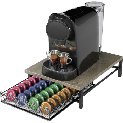 Coffee Pod Drawer Holder for Tassimo Capsule 35pcs for Nespresso® OriginalLine Pods Drawer Coffee Machine Storage Organizer Stand Sliding for Kitchen Countertop (Beige)