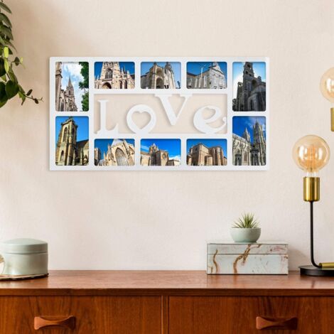 Youyijia Love Multi Aperture Photo Frame 74x38cm 3D Wall Mount Memories Collage for Family Kitchen (White) (1/5)