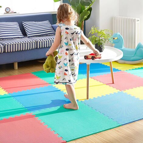 YORKING 9Pcs Foam Floor Mats EVA Interlocking Soft Foam Play Ma 30X30cm for Kids Gym, Yoga, and Exercise - Durable Tiles for Children, Toddlers, Crawling, and Sports