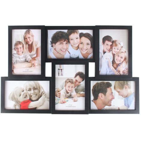 Youyijia Multi Photo Frame - 6 x 4 inch Multi Aperture Collage for 6 Photos, Wall Mounted, Black (1/5)