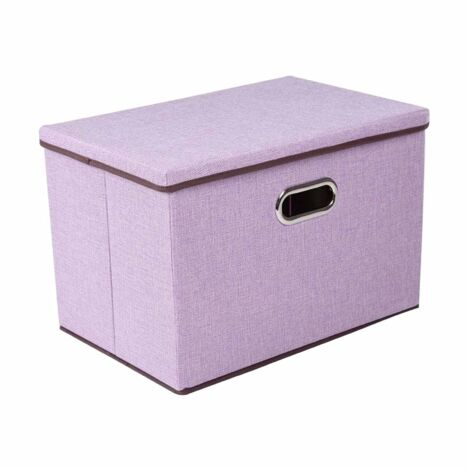 Youyijia Storage Boxes with Lids 45x30x30cm Foldable Storage Box Storage Collapsible Fabric Storage Cubes with Handles Large Storage Baskets Home Office Box for Organizing Clothes Towels Book (Purple) (1/5)