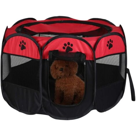 Youyijia Portable Pet Playpen Puppy Playpen Pet Dog Cat Playpen Cage Crate 91 x 91 x 58cm Soft Fabric Foldable Pet Indoor Outdoor for Rabbit Hamster Guinea Pig Brown Red