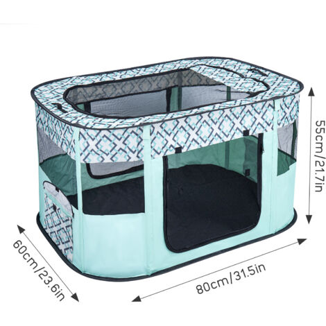Youyijia Foldable Pet Playpen, Portable Dog Cat Playpen, Soft Portable Dog Crate, Outdoor/Indoor Exercise Kennel, Pop Up Dog Cage for Pets (Green, L: 110x85x60cm, 1)