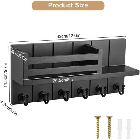 JF HOME BLISS Key Holder for Wall with 6 Hooks & Mail Shelf Rustic ...