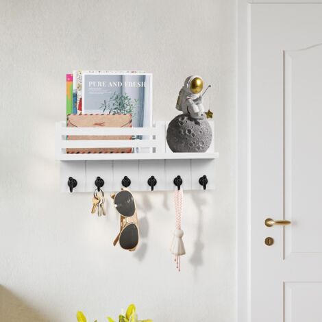 JF HOME BLISS Key Holder for Wall with 6 Hooks & Mail Shelf Rustic ...