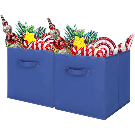 Trintion 2 Pcs Foldable Storage Boxes 27x27x28cm Folding Box Folding Collapsible Organiser For Home And Office(Blue) (1/5)