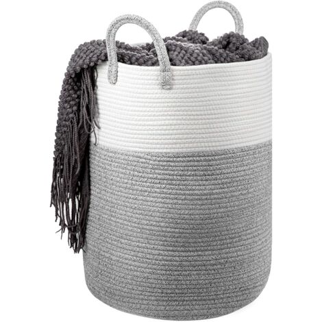 Trintion 58L Cotton Rope Basket Large Blanket Woven Storage Organiser Nursery Laundry Gray