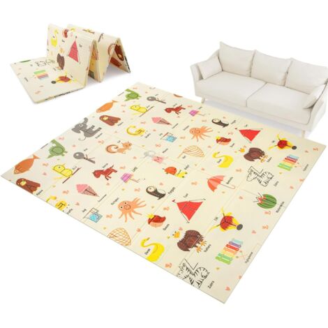 Trintion Foldable Baby Play Mat Extra Large Waterproof Foam Crawling Mat, Soft & Portable Floor Playmat for Infants, Toddlers Non-Toxic, High Elasticity, Easy to Clean 150 x 180 cm