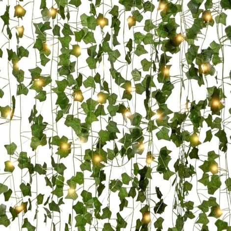 LN COZY CORNER Artificial Ivy Leaves Garland Realistic Green Hanging Vines, Indoor & Outdoor Artificial Plants for Home, Garden, Wedding & Party Decoration (24, With light) (1/5)