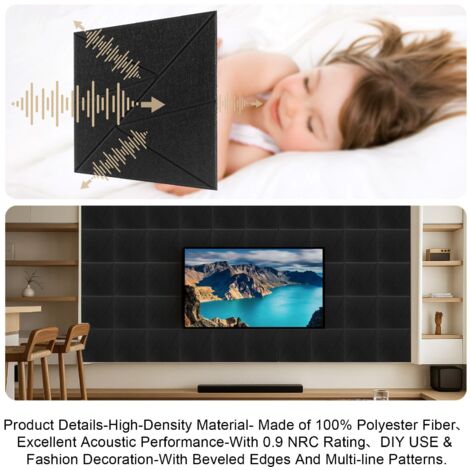 Soundproof Panels, 12 Pack Acoustic Panels Self-Adhesive High Density ...