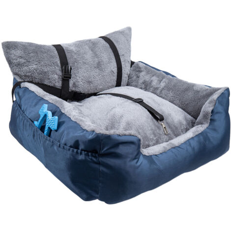 Supernic Dog Car Seat for Small Dogs & Cats, Cosy Pet Travel Bed with Safety Leash, Storage Pocket & Non-Slip Base, Ideal Car Dog Seat for Secure Travel (Brown, 50x50x20cm)