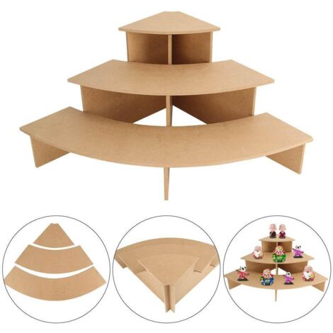 Youyijia 3 Tier Craft Fair Table Corner Display Stand Make Up Shelf MDF Table Display Unit POS Point of Sale Display Stand for Retail Counter Shop (1/5)