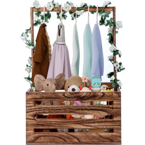 Trintion Wooden Baby Basket with Handle - Shower Gift for Newborns, Attractive Closet Baby Clothes Rack - Pregnancy Gift for New Parents (Brown) (1/5)