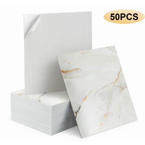 M.J COMFY-LIFE 50PCS Marble Self-Adhesive Wall Tiles 30x30cm  Peel and Stick Wall Panels for Kitchen, Bathroom, Bedroom and Living Room Wall Decor
