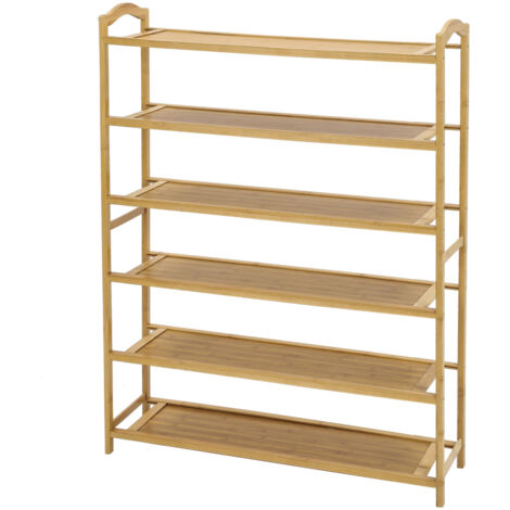 Youyijia 6 Tier Shoe Rack,Bamboo Shoe Storage,Storage Rack,Display Stand, Shoe Shelf For Hallway,Living Room Bathroom Bedroom Natural 80x23x107cm (1/5)