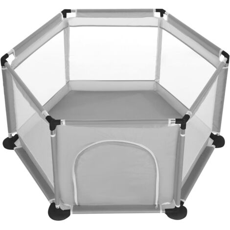 Yorking Baby Playpen by 6 Sides with Round Zipper Door Play Pen for Toddlers Playpen Baby (Grey)