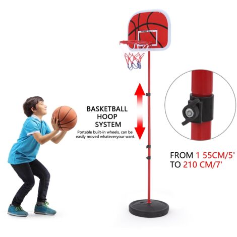 Youyijia Basketball Hoop for Kids, Kids Basketball Hoop and Stand, Portable Basketball Stand Set, Height Adjustable 63-200cm with Ball & Pump, Kids Gifts or Games for Indoor Outdoor