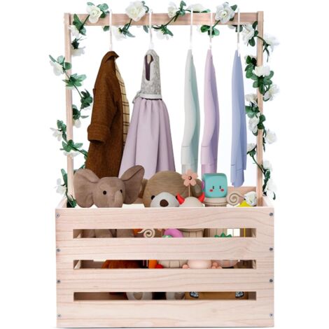 Trintion Wooden Baby Shower Basket with Handle - Attractive Closet Clothes Rack for New Born, Pregnancy Gifts for New Parents (Beige)