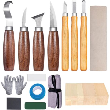 Youyijia Wood Carving Tool Set 24pcs Complete Wood Whittling Kit Wood Carving Tools Whittling Kit Basswood Carving Blocks Ergonomic Carving Knives Wood Carving Set for Beginners and Professionals (1/5)