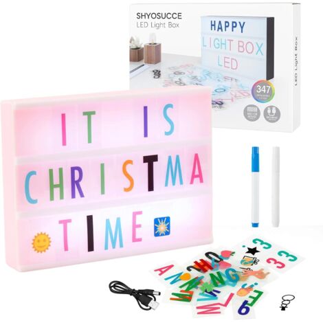 M.J COMFY-LIFE LED Light Box Cinema Style Message Board with 180Letters+85 Emojis+81 Transparent Cards +2 Markers Vintage Home Decor for Bedroom, Party, Wedding - Creative Gift for Kids, Teens, Adults (1/5)