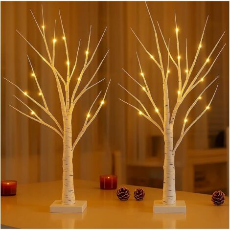 Youyijia White Christmas Tree with Lights with 24 Warm White LEDs Tabletop Christmas Tree for Christmas Home Party Wedding (2) (1/5)