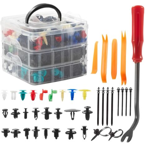 JF HOME BLISS 925PCS Universal Car Trim Clips and Fasteners Kit with 5 Removal Tools 26 Sizes Auto Retainer Clips for Bumper Door Panel Fender Splash Shield Durable Plastic Rivets Set (1/5)