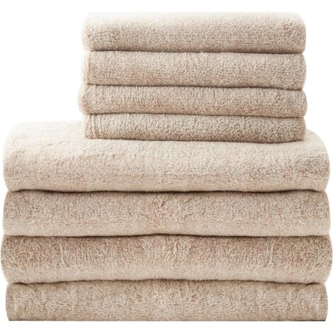 Trintion 8 Piece Cotton Towels Quick Dry Highly Absorbent 4 Bath Towels and 4 Hand Towels (Brown)