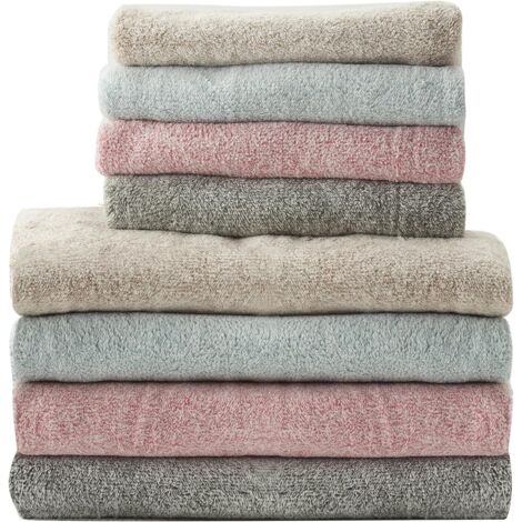 Youyijia 8-Piece 100% Cotton Towel Set 4 Bath Towels (69 x 137 cm) & 4 Hand Towels (34 x 73.5 cm) Highly Absorbent, Quick-Dry Ring-Spun Cotton, Soft Spa Feel (Blend Colours)